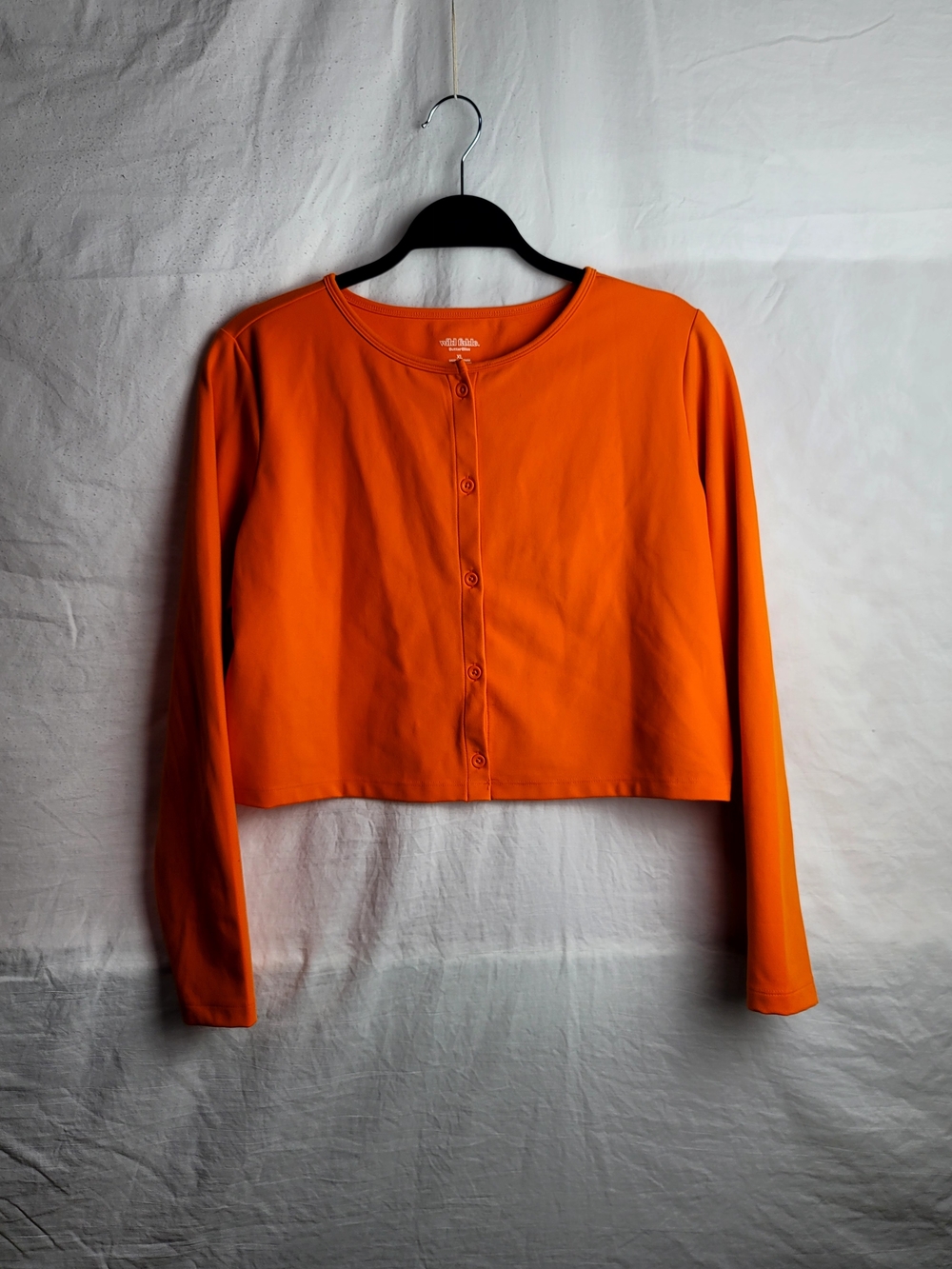 wild fable Orange Button-Front Long-Sleeve Crop Top - Picture 1 of 7